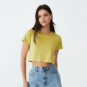 T-shirt léger à manches courtes pour femmes sur mesure T-shirt col rond de couleur unie à prix raisonnable - Product Image 4