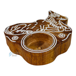 Oferta de Moda Inteligente: Portavelas de Madera Ecológico Hecho a Mano con Forma de Elefante, Impresión en 2 Colores (Sin Vela Tealight) - Product Image 4