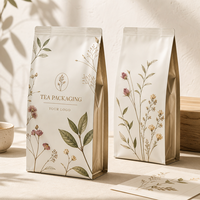 Sachets de thé vides personnalisés thermoscellables à soufflets latéraux, en aluminium, petits sachets de luxe
