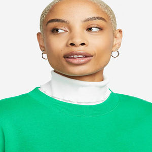 Sudadera holgada acanalada para mujer, con cuello redondo, 80% Algodón, 20% poliéster reciclado, lana, puños acanalados y dobladillo, color verde Aqua - Product Image 3