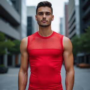 Débardeurs en résille d'été High Quick Dry Fashion Style See Through Singlet Top Men Sportswear Sleeveless Vest Top - Product Image 2