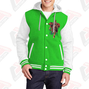 Men's Stylish Warm Eco-Friendly Varsity Jacket Hood 100% Cotton Fleece Beaded Embroidered Digital Printed Stonewashed Customized - Product Image 4