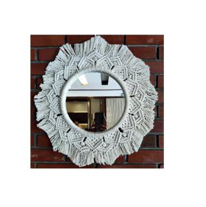 Factory Supplies Boho Style Modern Home Decor Handmade Woven Macrame With <b>Beads</b> Wall Hanging <b>Mirror</b> - Product Image 5