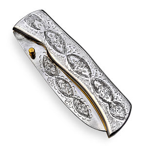 Handmade 440C Stainless Steel Folding Knife with Fine Leather Sheath Horn Handle <b>Engraved</b> Design Trending Viral Product Hot Sale - Product Image 6