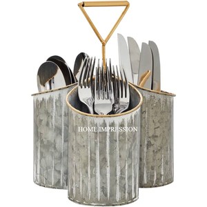 Multi Purpose Galvanized Metal <b>Caddy</b> for Kitchen Utensils and Cutlery Organizer Best Selling Tabletop Storage and Organization - Product Image 3