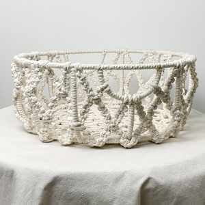 Cestas de almacenamiento de macramé decorativas multifunción ecológicas hechas a mano Material de poliéster de algodón Vietnam para el hogar moderno JNC - Product Image 1