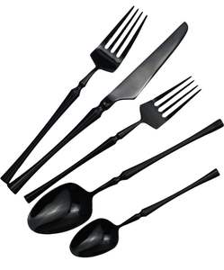 Mirror <b>Black</b> Metal Stainless Steel Flatware Set for kitchenware and restaurants use <b>cutlery</b> design Restaurant <b>Cutlery</b> Set - Product Image 3