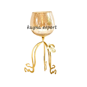 Bougeoir artisanal en métal plaqué or décoration de Noël maison prix de gros bougeoirs - Product Image 2
