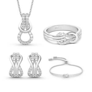Jeulia <b>Infinity</b> Love Sterling Silver Jewelry Set with Pearl and Zircon - Product Image 1