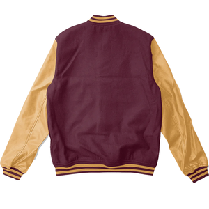 M Logo Casual Marron Design Varsity Vestes Avec Couleur Personnalisée Logo Manches En Cuir Letterman Warm Varsity Jacket Pour Unisexe - Product Image 5