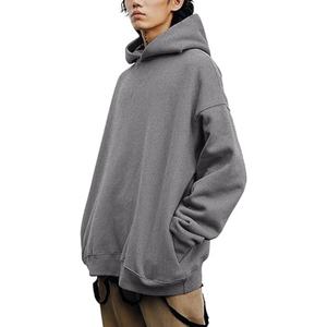 Sweat-shirt à capuche surdimensionné pour homme, 100% coton, tissu éponge français, couleur unie, manches régulières, automne-hiver - Product Image 4