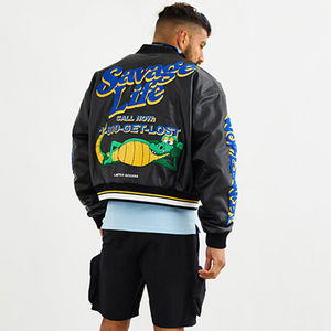 Top alta calidad Streetwear estilo alta calidad PU cuero bombardero bordado Letterman chaqueta Boxy insignia Varsity chaqueta hombres - Product Image 2