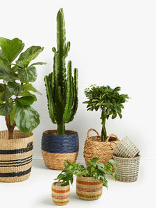 Pompom with Woven Water Hyacinth Storage <b>Baskets</b> with Handles for Plant Holder <b>Basket</b> Seagrass Laundry <b>Basket</b> <b>Straw</b> Organizer - Product Image 5