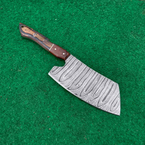 Couperet de chef en acier damas personnalisé fait à la main couteau de cuisine couperet à viande couteaux à manche en bois - Product Image 5