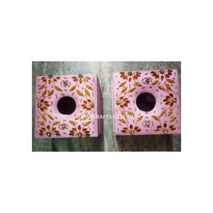 Produit de profil haut pour la fabrication de Style occidental Unique fait à la main couleur rose Zardozari travail pour les boîtes de mouchoirs de broderie Zari - Product Image 1