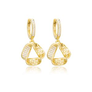 Pendientes Colgantes de Zirconia con Forma Geométrica Única, Hechos a Mano en Turquía, Joyería de Plata de Ley 925 al por Mayor - Product Image 1