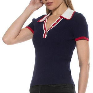 Camisas de calidad superior Camisetas de polo de golf personalizadas Camiseta de polo en blanco Camisas de polo de algodón para mujer Cuello de rayas blancas personalizadas - Product Image 4