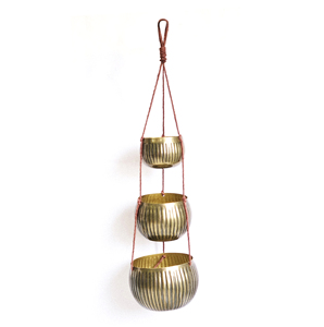 3 Tier <b>Hanging</b> Hammered Copper Metal Planter Pot Decorative Chain <b>Hanging</b> <b>Basket</b> <b>for</b> <b>Indoor</b> Outdoor Balcony Garden Home Decor - Product Image 4