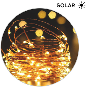 12m. Ghirlanda solare con 100 LED, 8 funzioni, bianco caldo (Electro DH 79.750/12/CAL) - Product Image 1