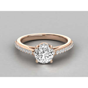 Anillo Brillante de Diamantes Redondos Solitarios en Oro de 18K para Mujer - Product Image 5