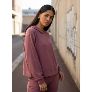 Textured Polyester Blend Hooded Sweatshirt Casual Pullover Hoodie <b>Long</b> <b>Sleeve</b> Streetwear <b>Top</b> OEM Private Label - Product Image 1