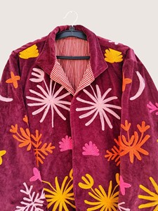 เสื้อโค้ทกำมะหยี่ปักลายดอกไม้สำหรับผู้หญิงไซส์ใหญ่ ทรงเปิดด้านหน้า สไตล์โบฮีเมียน แขนยาว เหมาะสำหรับใส่ในฤดูใบไม้ร่วง - Product Image 5