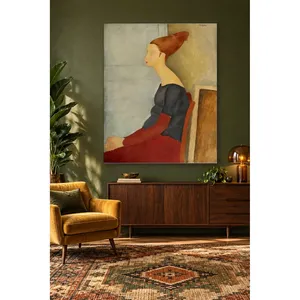 Fida Modigliani Jeanne Hbuterne en jupe rouge, impression sur toile - Product Image 2