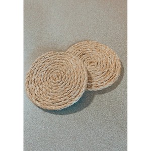 Vaisselle tendance sous-verres faits à la main carré bambou table thé sous-verre ensemble accessoires de cuisine osier jute sous-verres avec support - Product Image 6