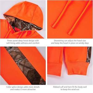 Couleur orange à manches longues Performance chasse pêche porter des sweats à capuche en gros meilleure vente vêtements de sport pêche chasse vêtements - Product Image 4
