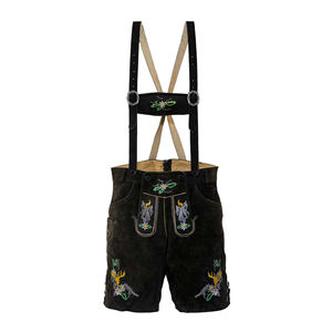 Best Lederhosen Men Genuine <b>Leather</b> Authentic German Lederhosen for Men Oktoberfest 2025 <b>Outfit</b> Dark Olive Green Bavarian Short - Product Image 3