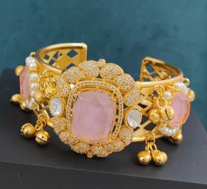 Pulsera de Doble Capa y Fusión de Polki Hecha a Mano, Calidad Premium, Hermoso Diseño, Perfecta para Ocasiones Festivas y Fiestas - Product Image 5