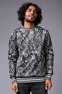 OEM Paisley <b>Bandana</b> Printed Embroidered Crew Neck Regular Fit <b>Men's</b> Heavy Fleece Sweatshirts Breathable Windproof Eco-Friendly - Product Image 5