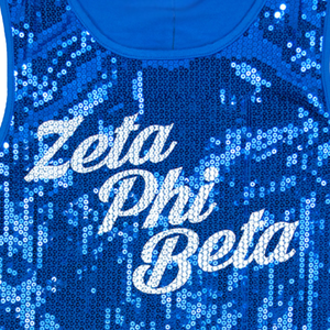 Zeta Phi Beta Camiseta sin mangas azul real con lentejuelas completas con logotipo bordado de escritura Hermandad de mujeres Ropa griega Ropa brillante personalizada - Product Image 5