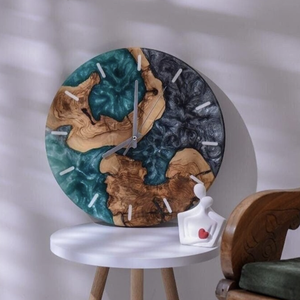 Natural <b>Epoxy</b> <b>Resin</b> Wall Clock for Lowest <b>Price</b> Standard Packing Good Quality <b>Resin</b> Clock from India - Product Image 2