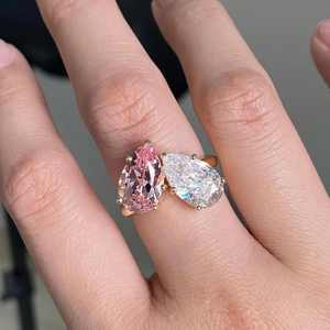 Pendientes de Botón de Plata de Ley 925 con Doble Piedra de Circonita Cúbica en Forma de Pera para Mujer, Joyería de Moda - Product Image 3