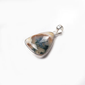 Colgante de Ágata Musgo Naranja en Forma de Triángulo – Joyería de Plata de Ley 925 al por Mayor - Product Image 2