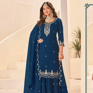 Vichitra bordado trabajo Kurti Pant y Dupatta catálogo completo disponible a precio mayorista, Colección Premium - Product Image 1