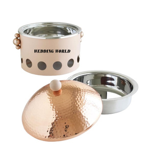 Réchaud alimentaire en acier inoxydable avec couvercle poli miroir, forme ronde, vaisselle de luxe design, cocotte - Product Image 5