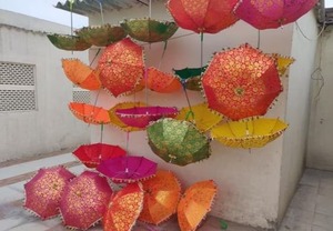 ร่มกันแดดแบบอินเดียหลายดีไซน์สำหรับงานแต่งงานร่มกันแดดของตกแต่งบ้านชาวอินเดียทำด้วยมือ - Product Image 3