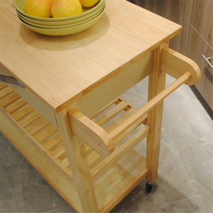 Isla de cocina con ruedas de 2 cajones de madera maciza Isla de cocina móvil versátil con ruedas bloqueables y abundante almacenamiento - Product Image 3