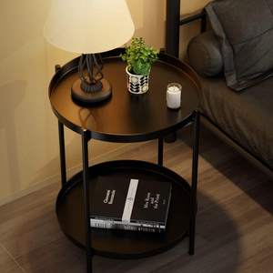 Table basse d'appoint ronde en métal à 2 niveaux OEM & ODM avec couvercle relevable pour salon et chambre à coucher Fabricant du Vietnam - Product Image 6