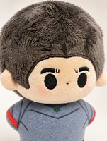 Boneka Plush Katun Custom Seragam V-Neck dengan Lis Bahu Merah, Boneka Isi Lembut, Grosir