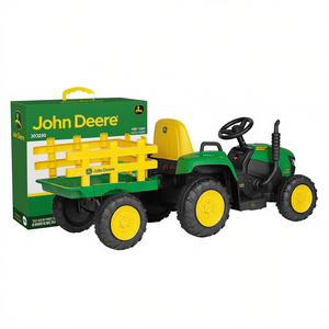 Tracteur électrique JOHN DEERE avec remorque 12V 3.1Ah Lithium Vert Jaune 136x50cm Modèle de jouet télécommandé pour ferme IGOR0120 - Product Image 2