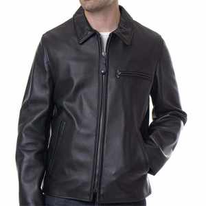 Chaqueta de cuero genuino para hombre al por mayor, ajustada, de piel de oveja suave, estilo motero, abrigo casual clásico con cremallera, ropa de abrigo de invierno para hombre - Product Image 1