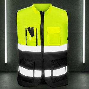 Chaleco de Seguridad Reflectante de Alta Visibilidad con Múltiples Bolsillos, Uniforme de Guardia de Seguridad, Chaqueta de Trabajo de Poliéster para Hombre, con Cierre - Product Image 5