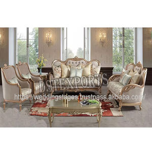 Classique sculpté à la main en bois salon canapé ensemble indien luxe or polonais salon canapé chaise DST exportations livraison rapide maison canapé - Product Image 5