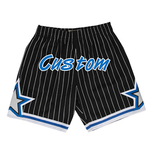Support Logo Custom Black and <b>White</b> Stripes Retro Mesh Breathable Sublimation Basketball <b>Shorts</b> - Product Image 1