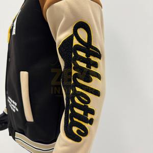 Veste Letterman universitaire pour hommes personnalisée OEM veste universitaire baseball respirante à manches en cuir brodées en chenille de style vintage - Product Image 3