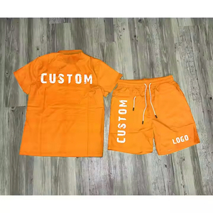 ชุดเสื้อผ้าลำลอง2ชิ้นสำหรับผู้ชายฤดูร้อนเสื้อยืดกระดุมสั้นพิมพ์ลายและกางเกงขาสั้นเสื้อวอร์มไซส์ใหญ่ - Product Image 2