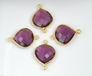 Bonito granate Hydro 8mm forma de gota conjunto de bisel de piedra facetada conector de plata de doble fianza para hacer joyería hecha a mano para mujer y regalo - Product Image 1